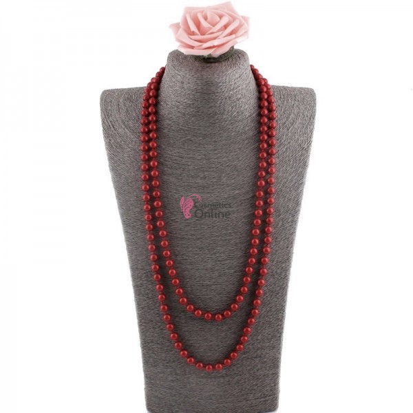 Colier  elegant AS45OO cu perle din sticla Visiniu